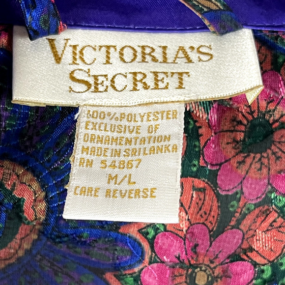 VTG Victorias Secret Satin Paisley Robe Women M/L Semi-Sheer Whimsigoth Fairy - Picture 6 of 16